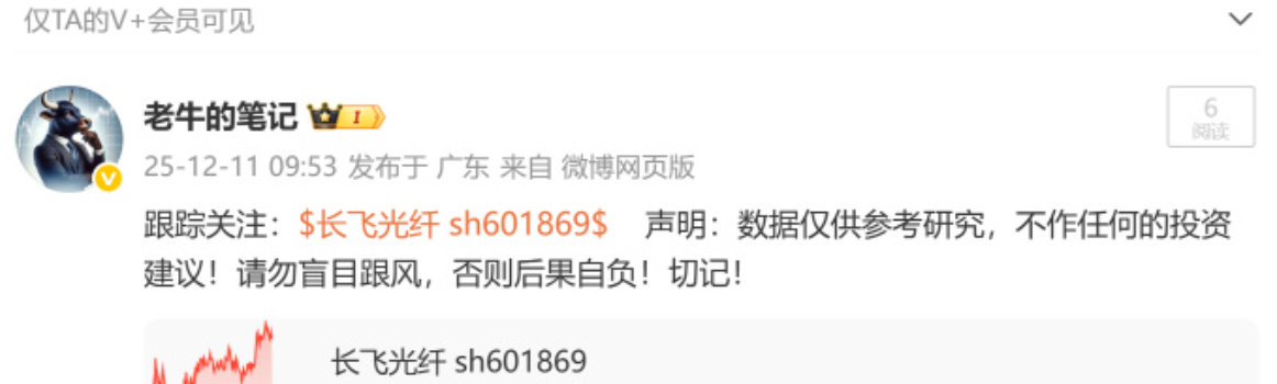 12月11日跟踪关注的 ：长飞光纤 今日收获涨--停！实力无需多言！认可老牛实力
