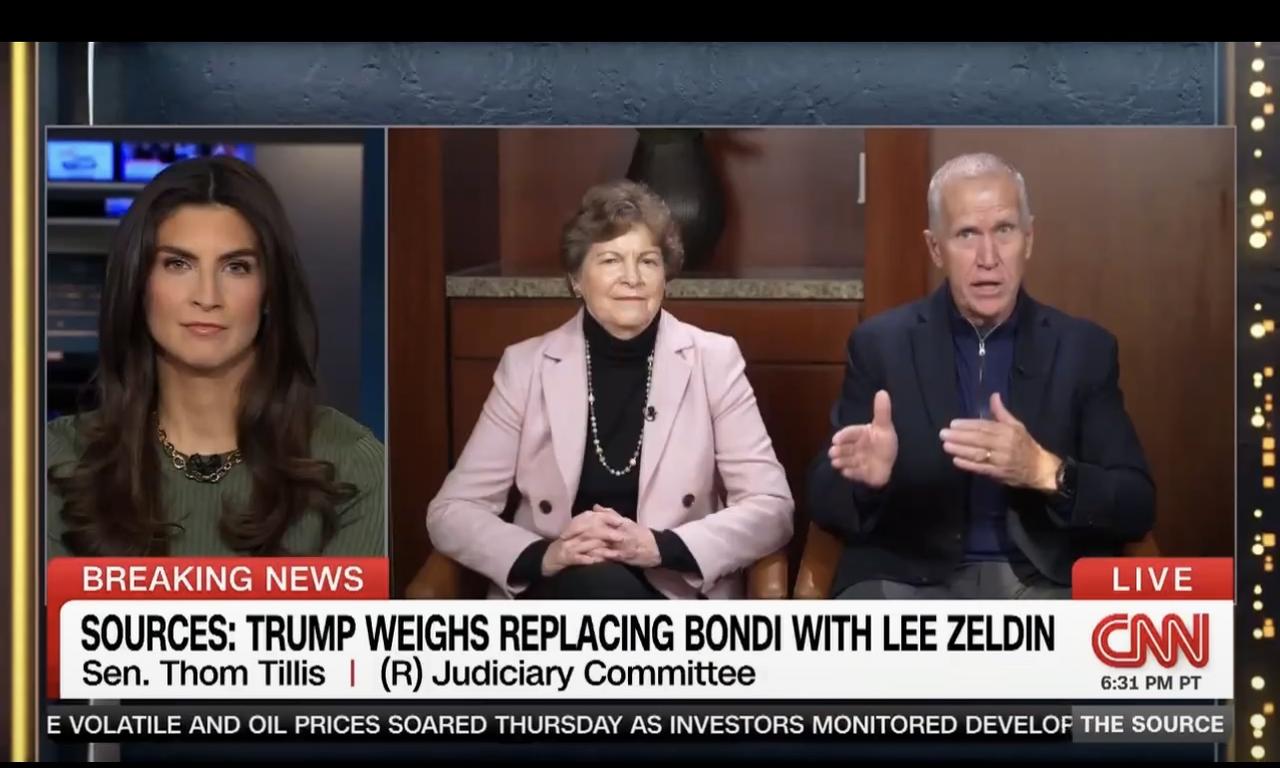 美国共和党参议员汤姆·蒂利斯表示，如果任何被提名人“为”1月6日国会大厦袭击事件