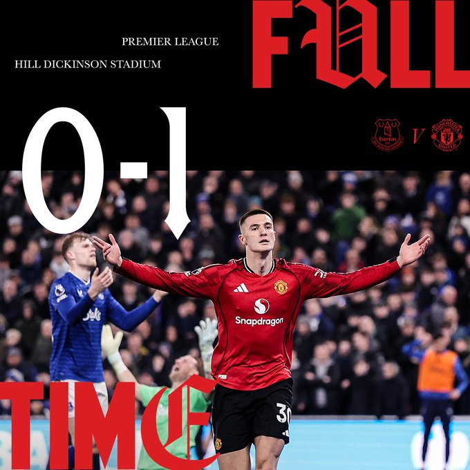 完场 0-1埃弗顿0比1曼联