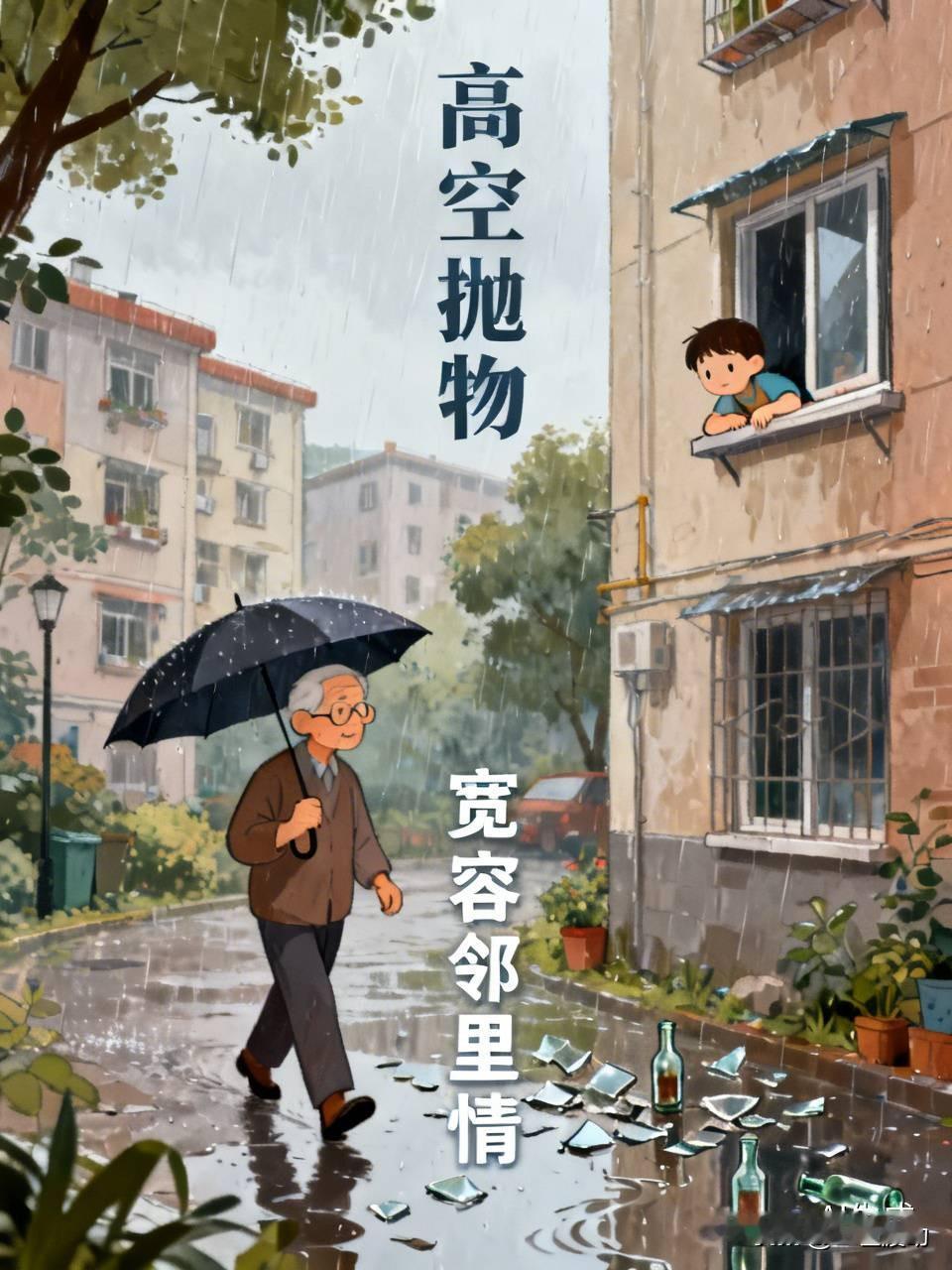 不知道你们碰到高空抛物会如何，反正我们小区的人挺宽容的，个个通情达理。
前两天下