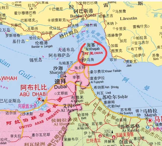 霍尔木兹海峡南面有阿曼的飞地