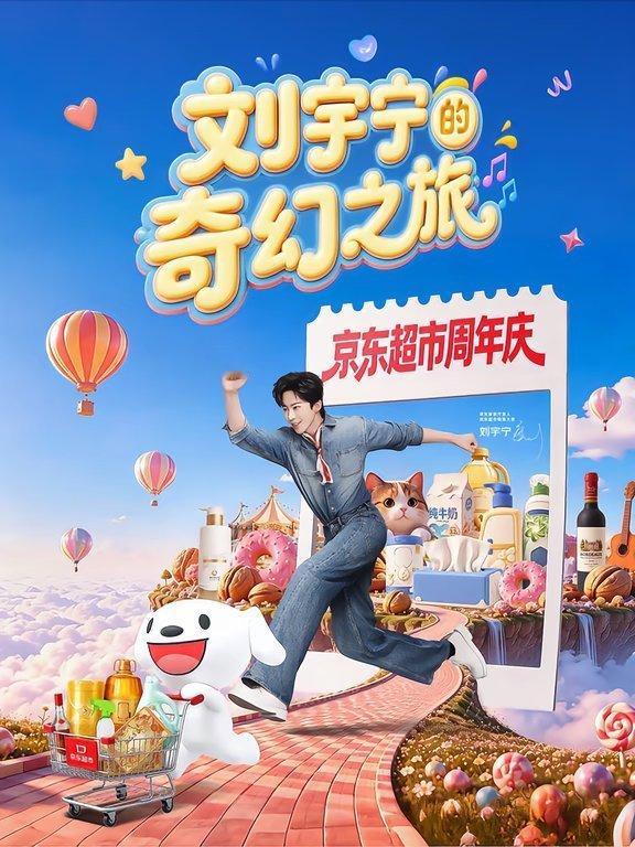 京东超市🍠贴有签名照，快来！刘宇宁京东新锐代言人 丨刘宇宁邀你瓜分百万超市卡摩