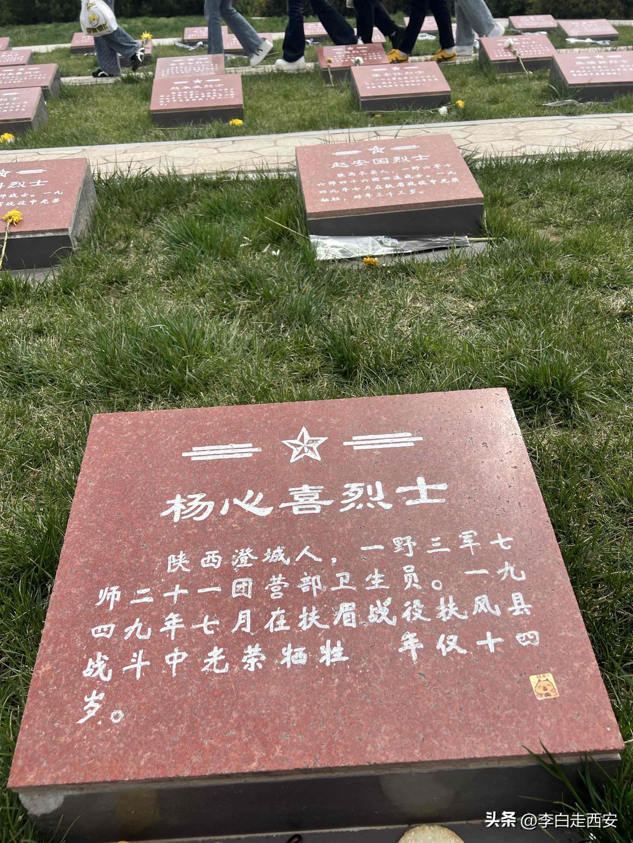 扶眉战役烈士陵园长眠的最小烈士

杨心喜烈士，籍贯陕西澄城县人

一野三军七师二