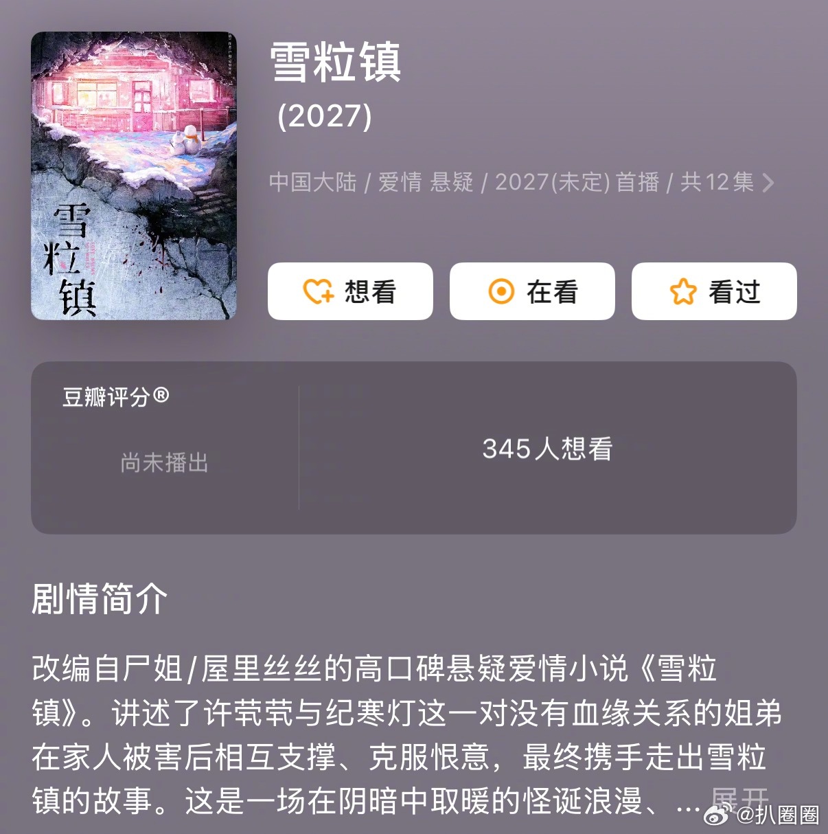 瓜主爆料《雪粒镇》接触王鹤棣、林允，同名爱情小说改编，这对看着有CP感吗[思考]