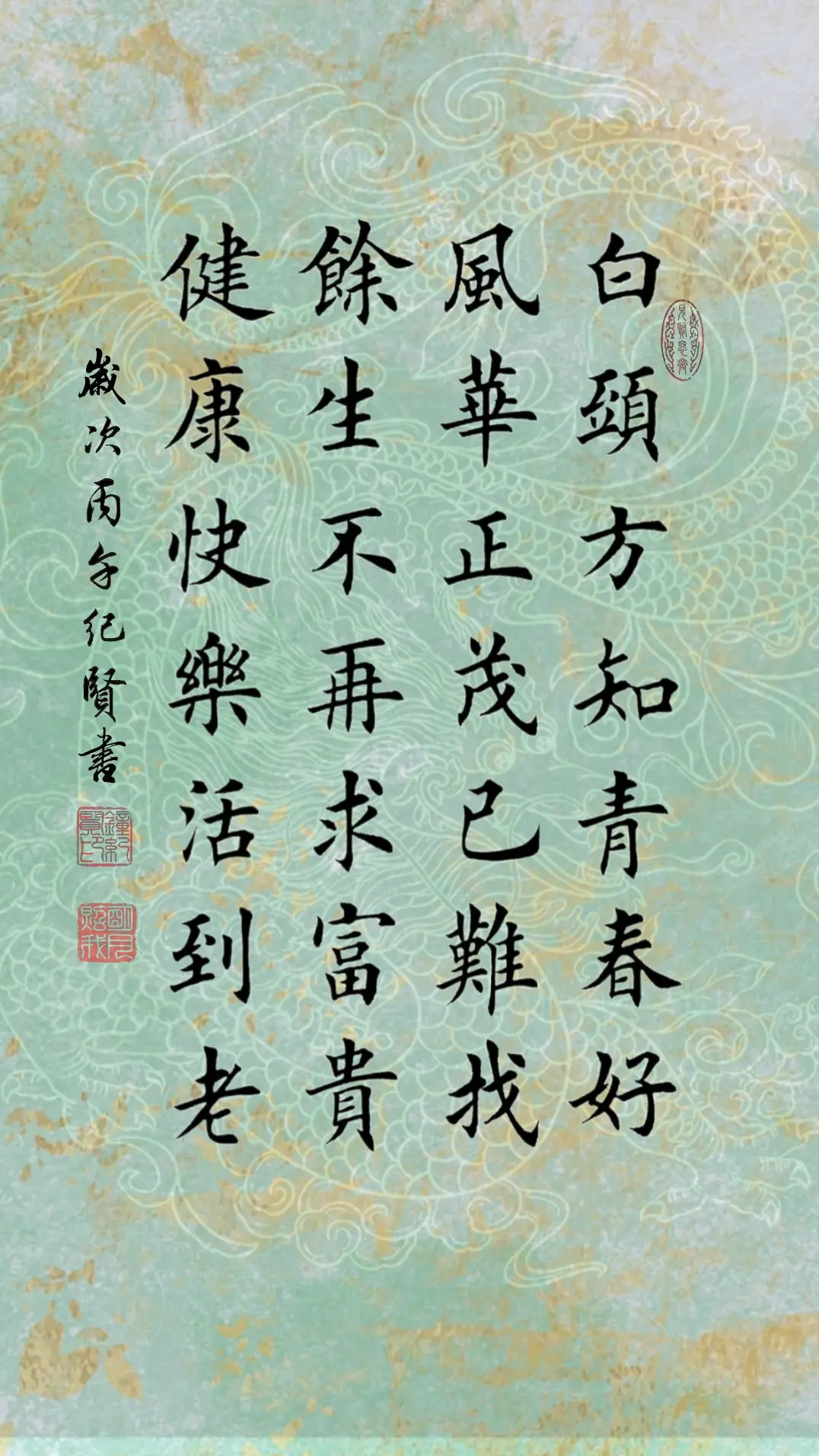 白头方知青春好，风华正茂已难找。 余生不再求富贵，健康快乐活到老