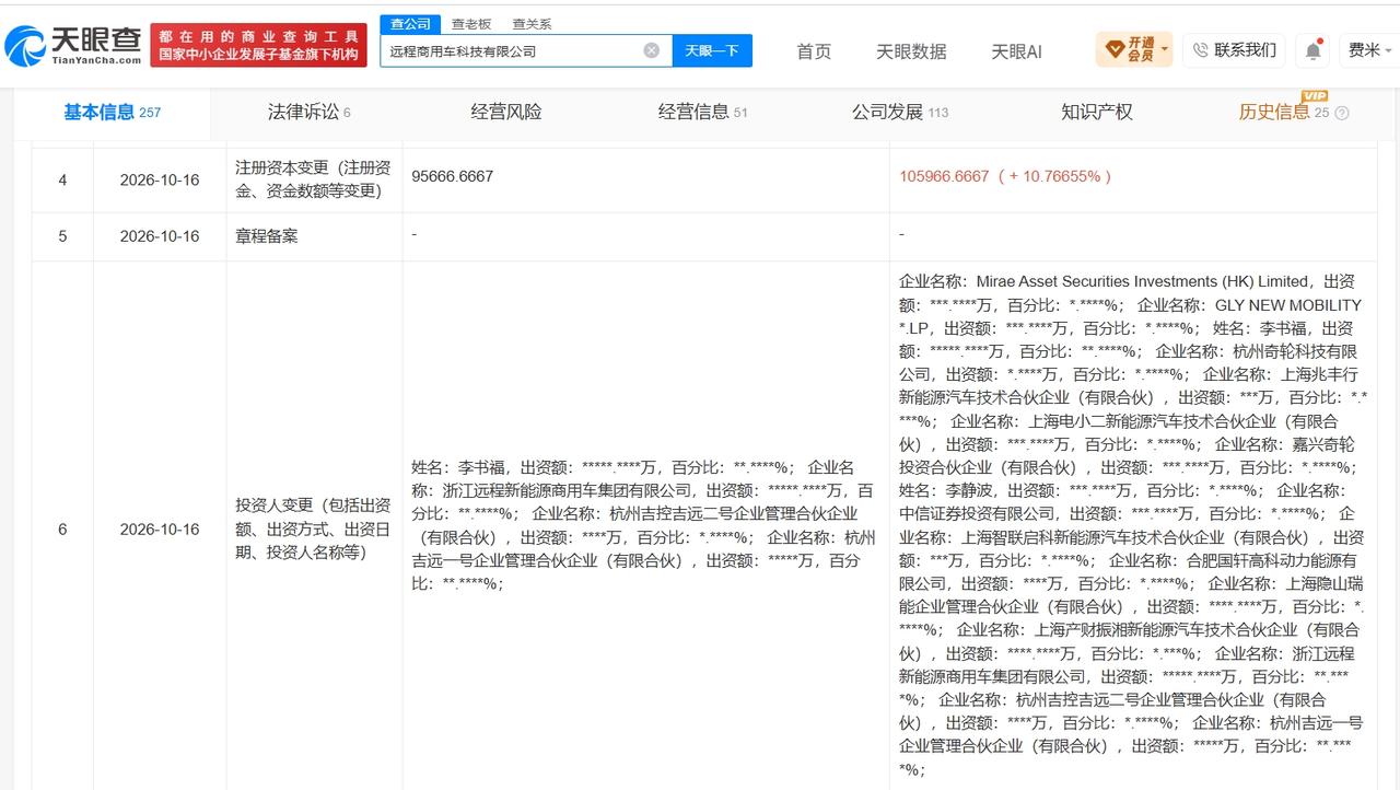 中信证券、国轩高科等入股吉利旗下远程商用车科技公司

吉利旗下远程商用车科技公司