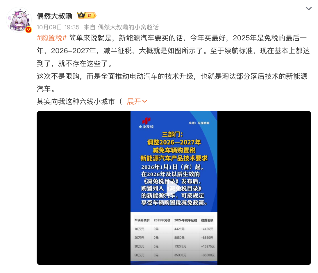 免征新能源购置税进入倒计时，年底这波购车潮为啥二三十万的特斯拉还是销冠？临近年底