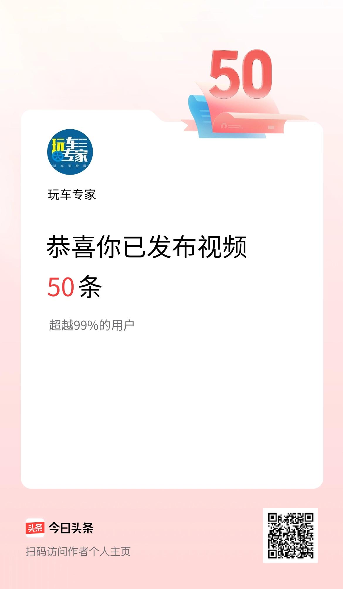 我在头条累计视频投稿50个