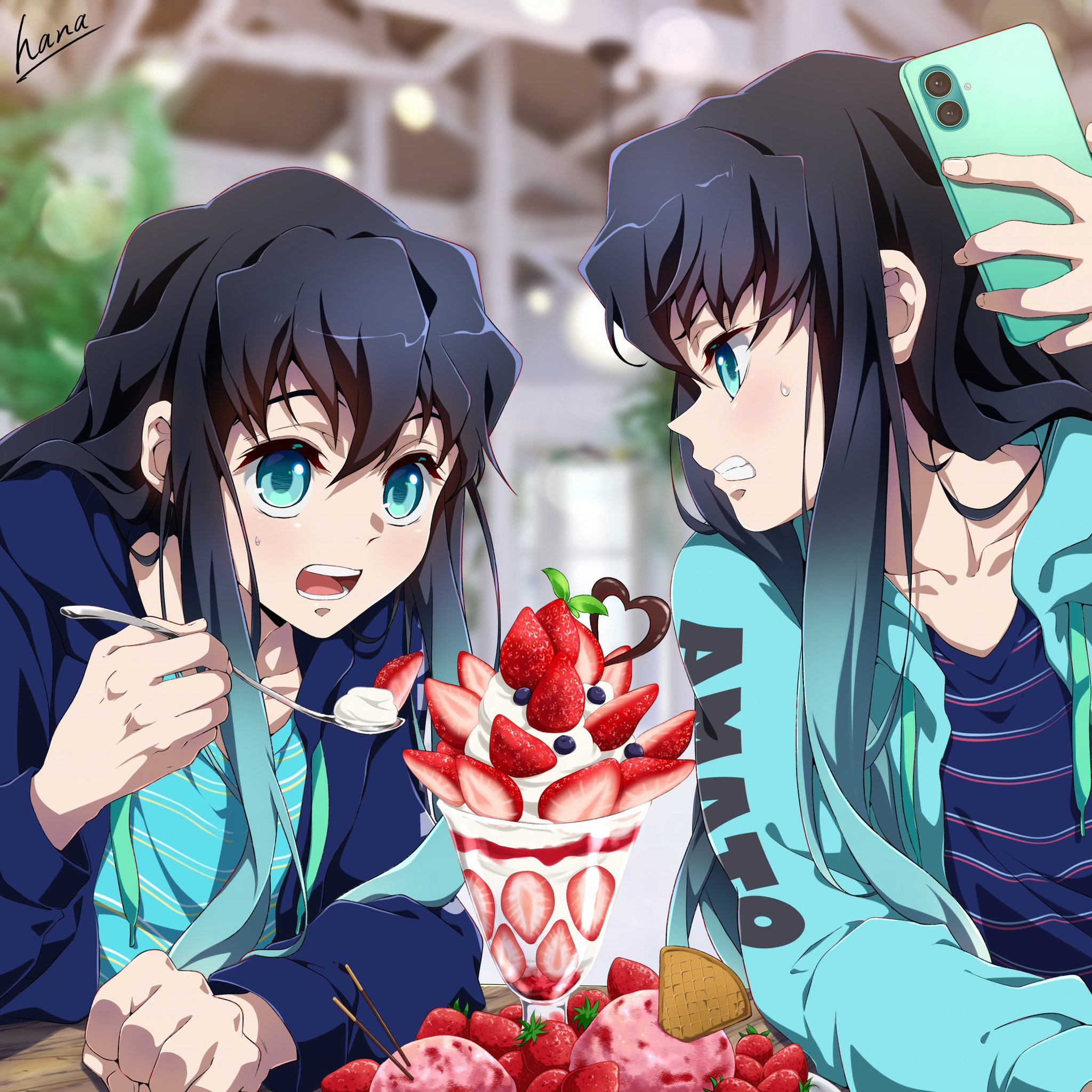鬼灭之刃 时透兄弟！草莓芭菲！！“喂……拍照前先别吃东西！”x：hana_ni_