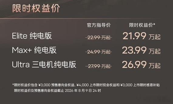 张凌赫座驾阿维塔07L上市Elite纯电版｜21.99万元Max+纯电版｜23.