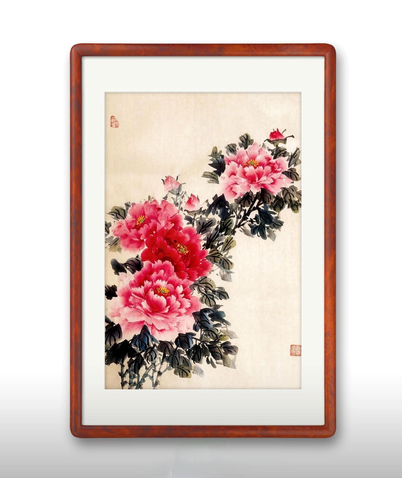 花开富贵，墨染吉祥。愿这抹国色，伴你岁岁安暖，事事盛景🌺”
牡丹作品欣赏 国画