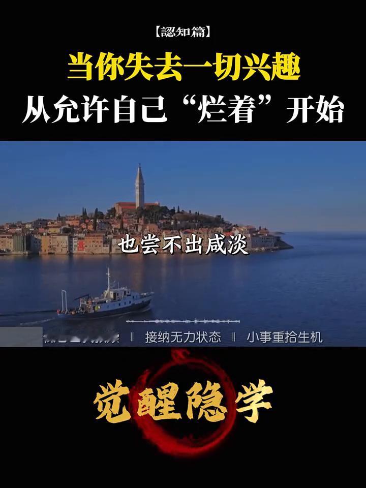 认知篇：低谷自我救赎，小事重拾生机，接纳无力状态。
觉醒隐学。
当你失去一切兴趣