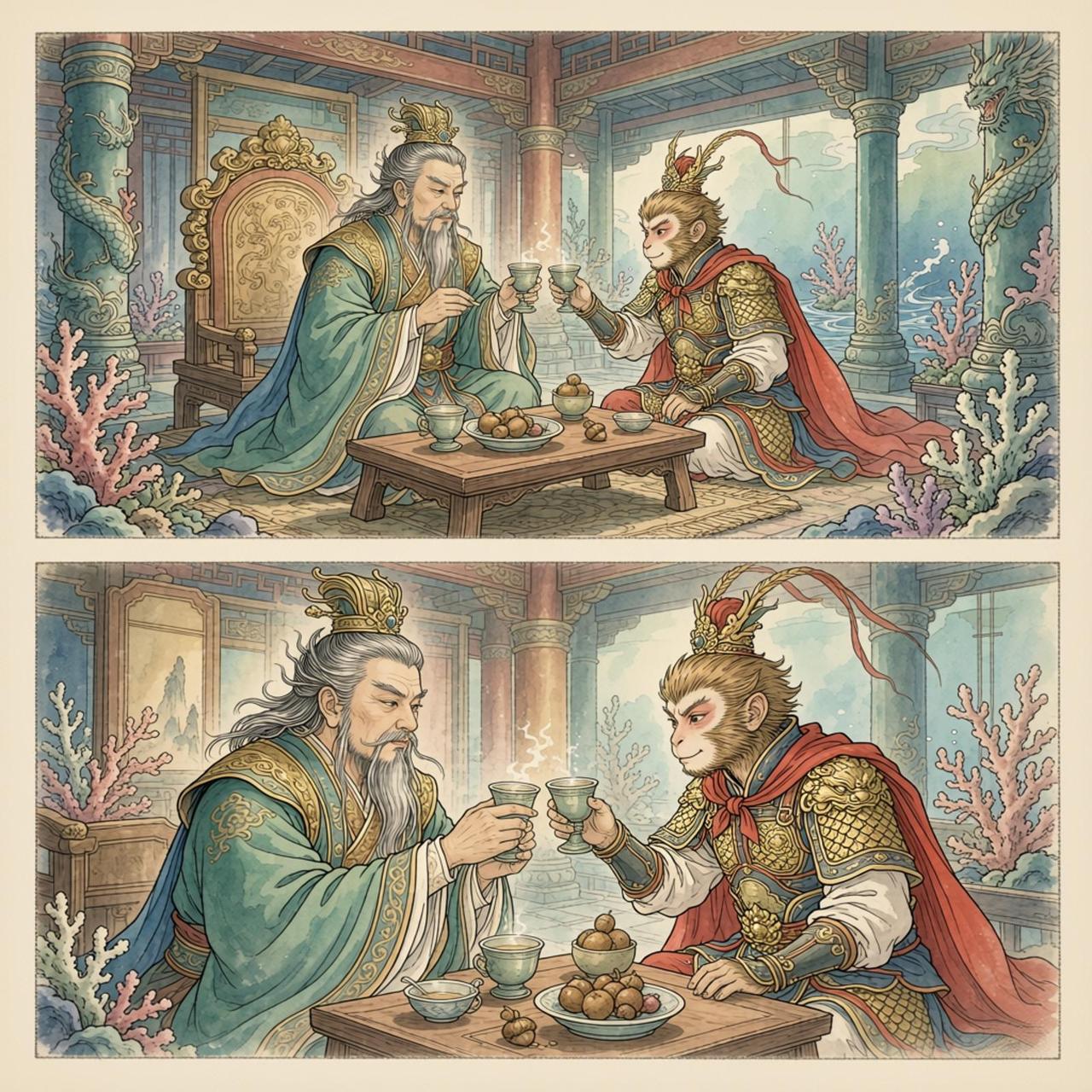 龙宫里那顿酒。
龙王给悟空摆酒设宴，全程笑脸相迎，但他说的一句话，让我后背发凉。