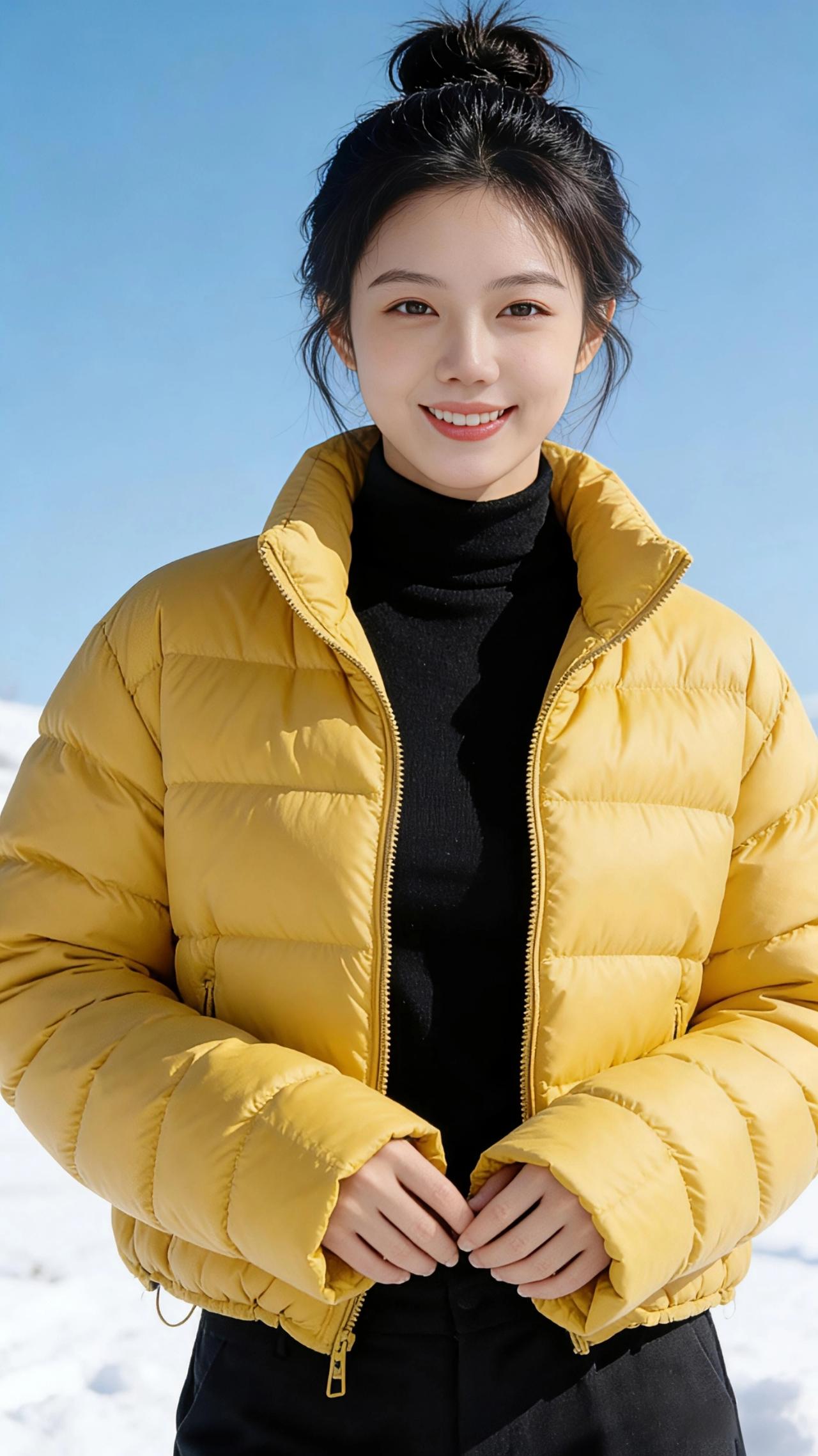 雪野间的明黄诗行
 
澄澈的蓝天像是被冰雪洗过的琉璃，铺展在雪原之上，白得晃眼的