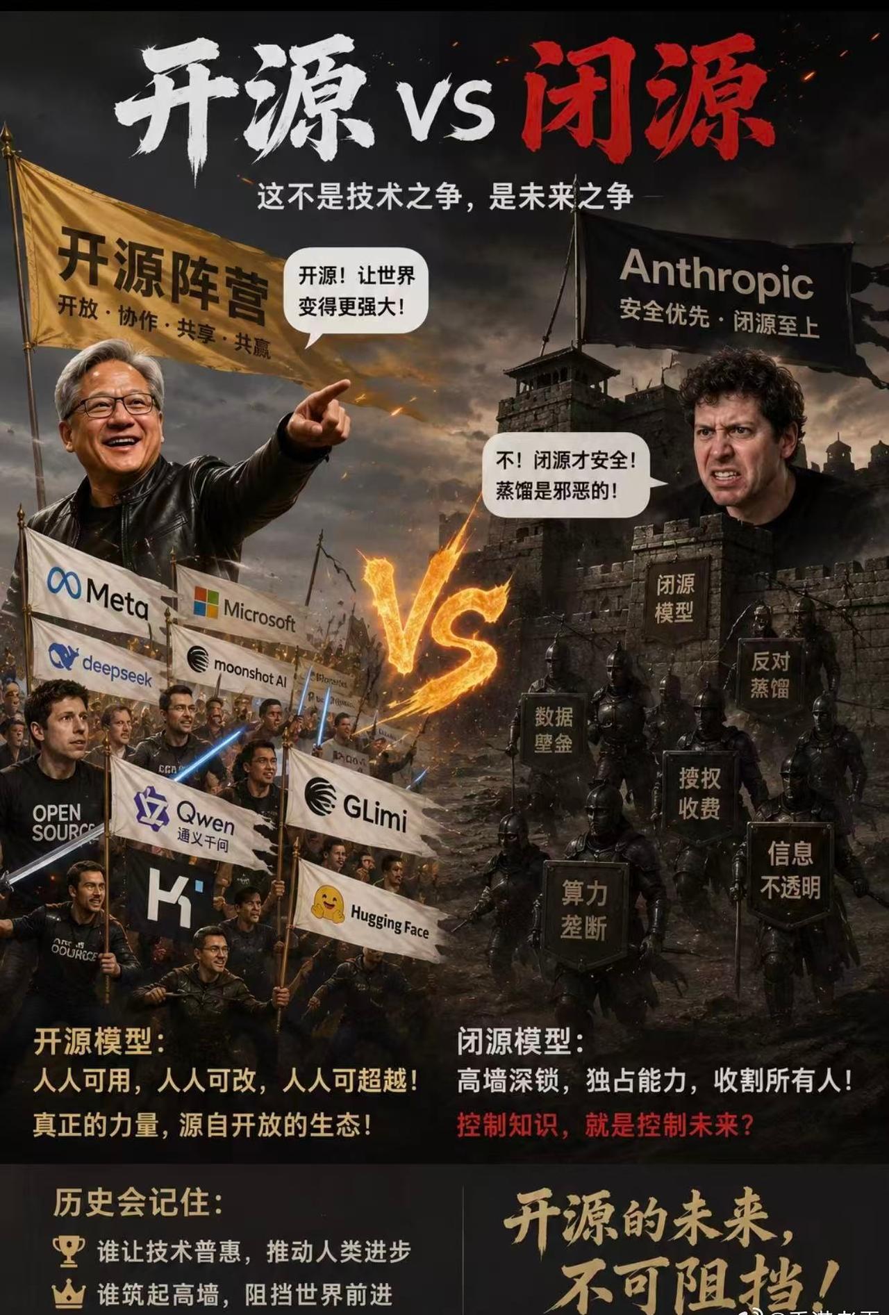 开源，造的是一个武林。

闭源，养的是一个掌门。

开源就是：让天下人人都有一本