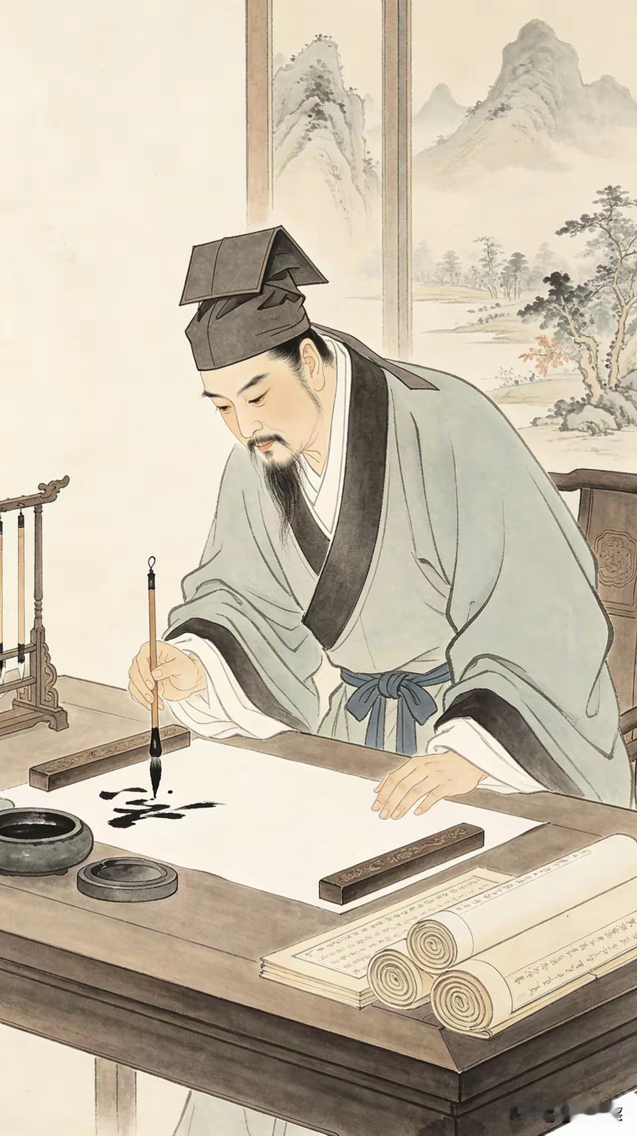 上联：十年挥毫不张扬
下联：一朝墨洒展锋芒