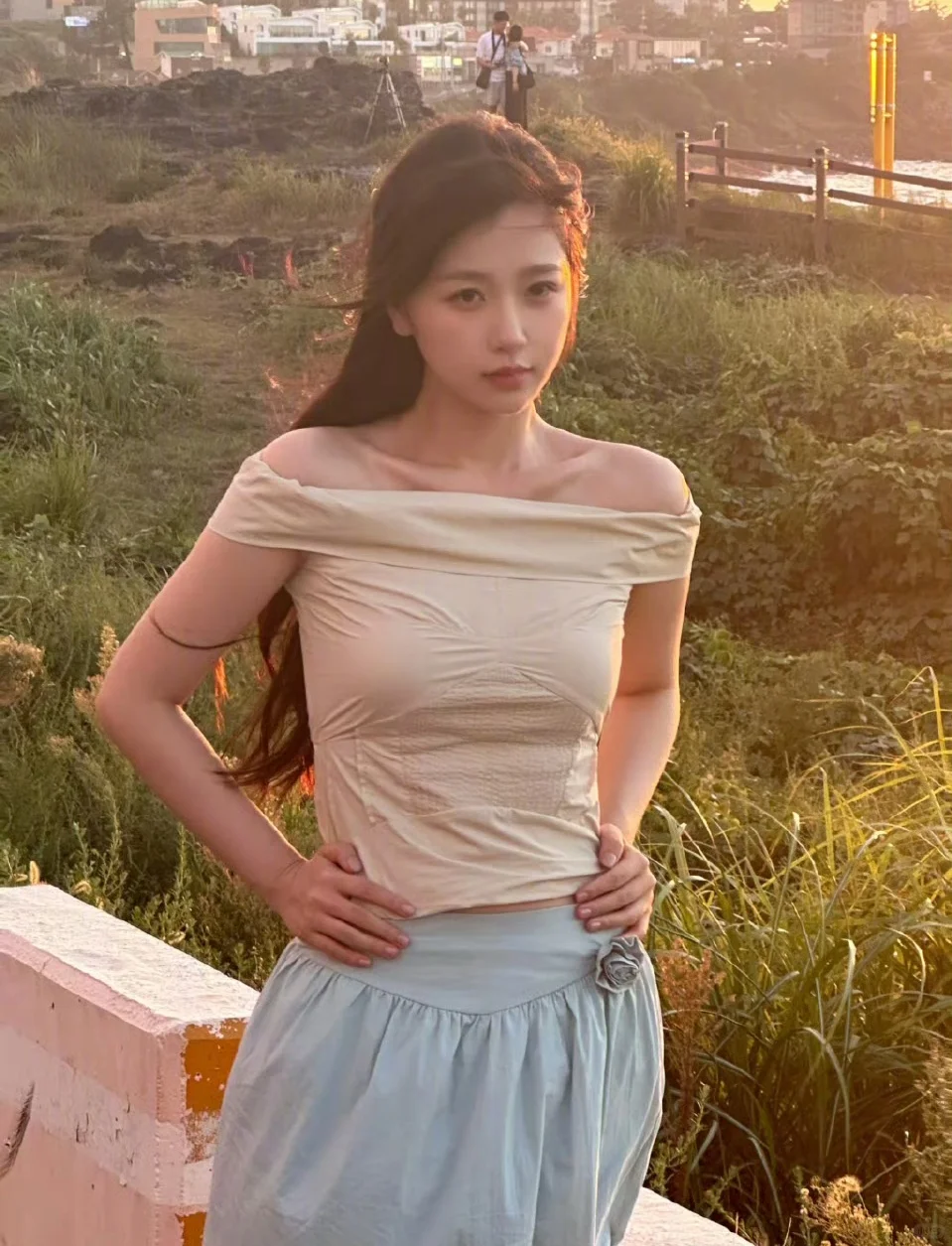 海边+日落🌇+女明欣绝配