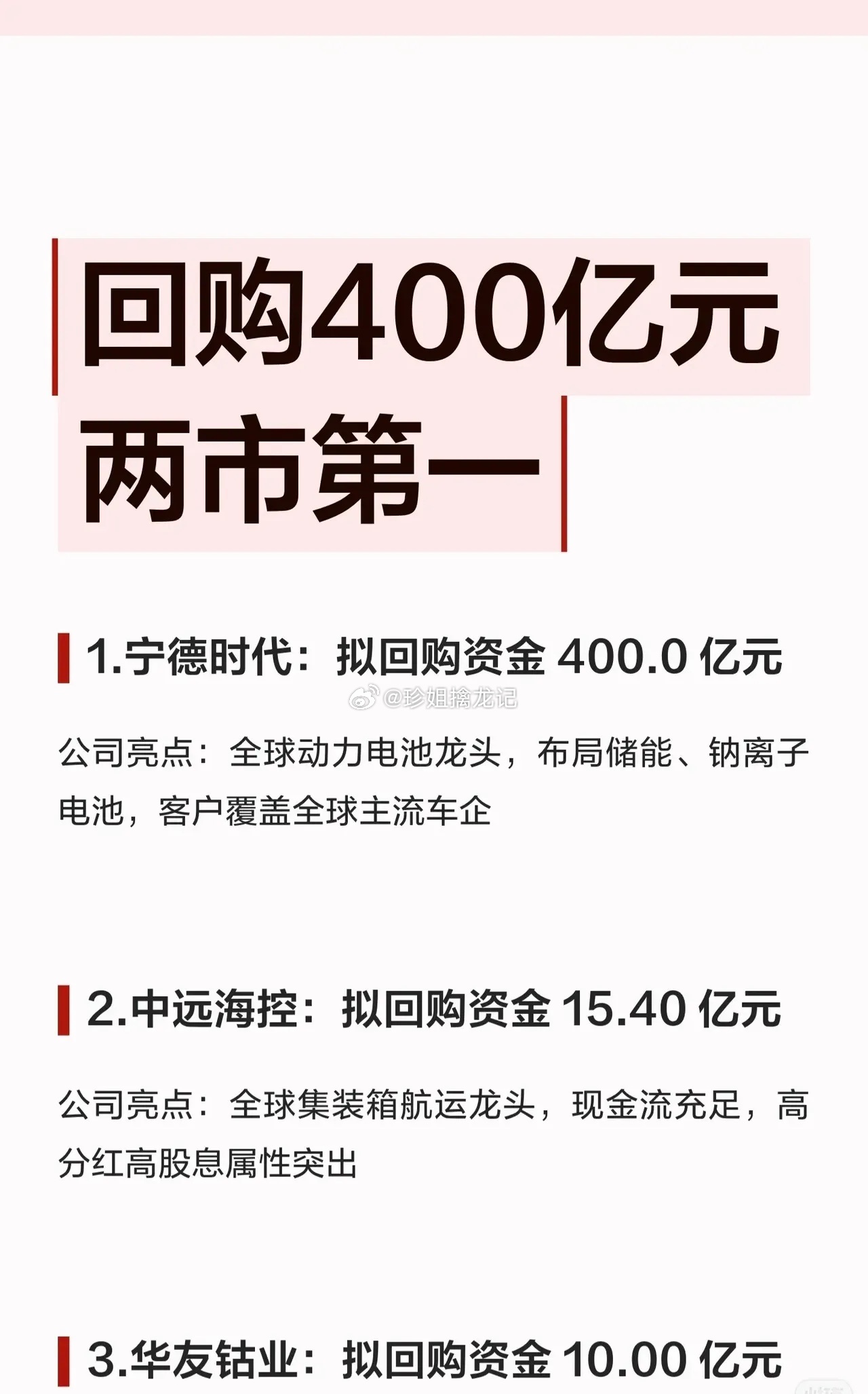 两市回购第一！400亿天价回购领衔，18家上市公司真金白银抄底！ 