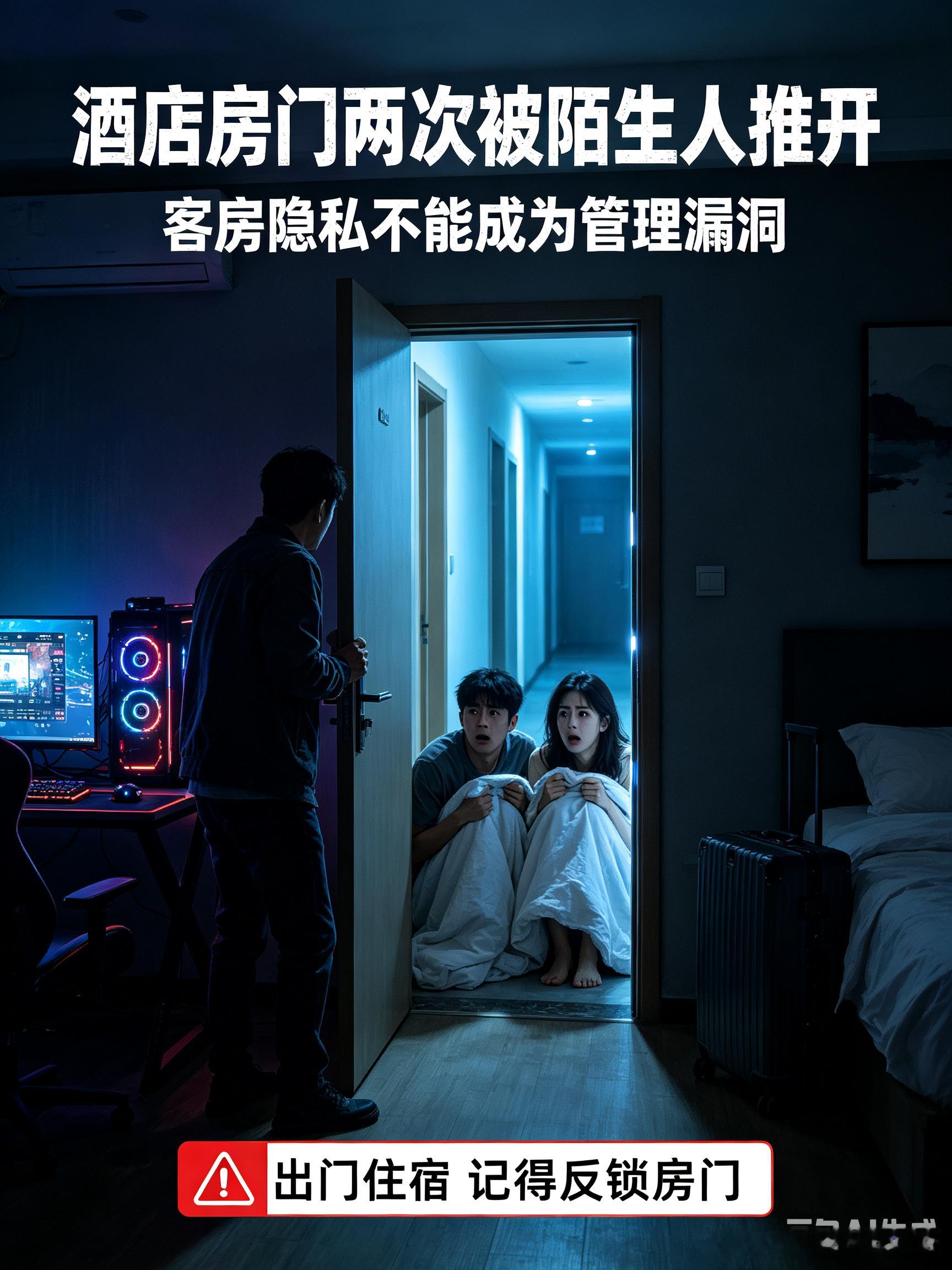 情侣裸睡遭陌生人闯入酒店拒道歉宁波情侣入住电竞酒店，休息时房门被陌生人两次推开，