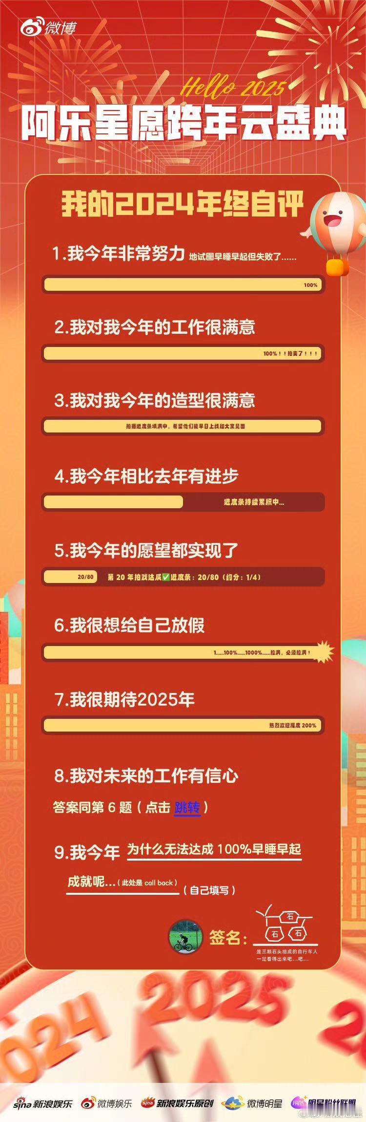 吴磊2024年终自评好会整活  吴磊的签名好抽象  2024年的磊磊辛苦了！20