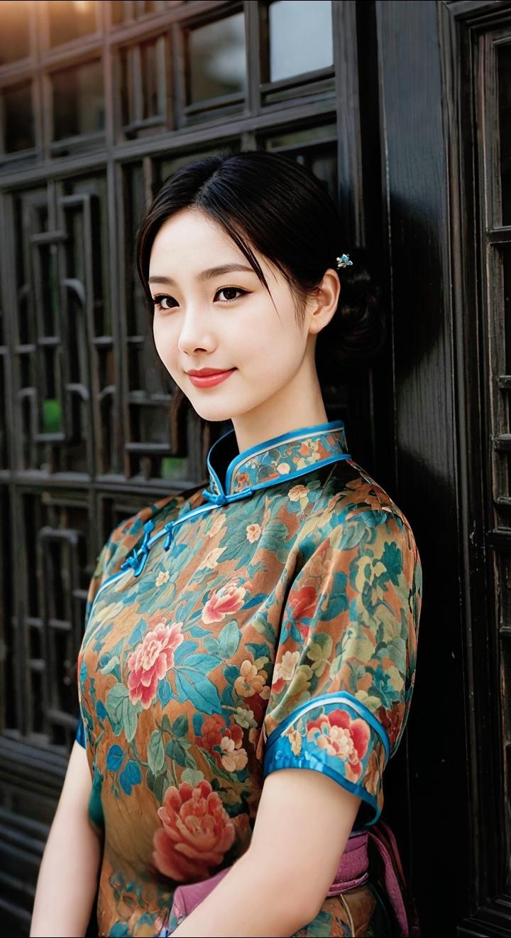 AI扩图 AI斑斓旗袍梦