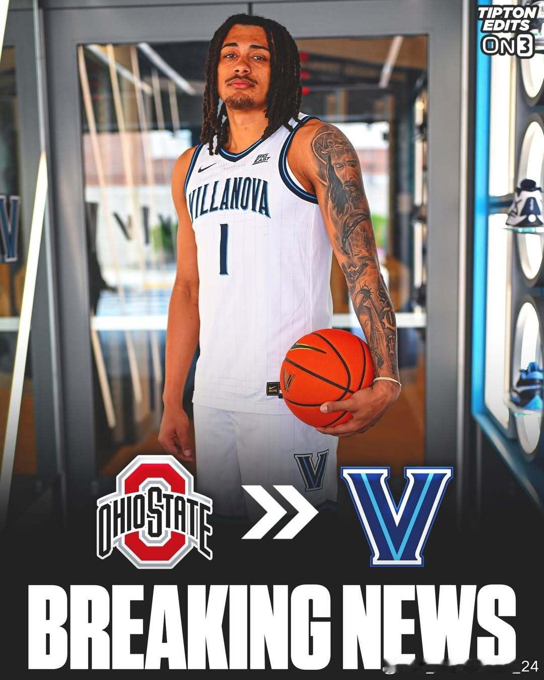 俄亥俄州立大学前锋德文·罗亚尔(Devin Royal)转学加盟维拉诺瓦大学这位