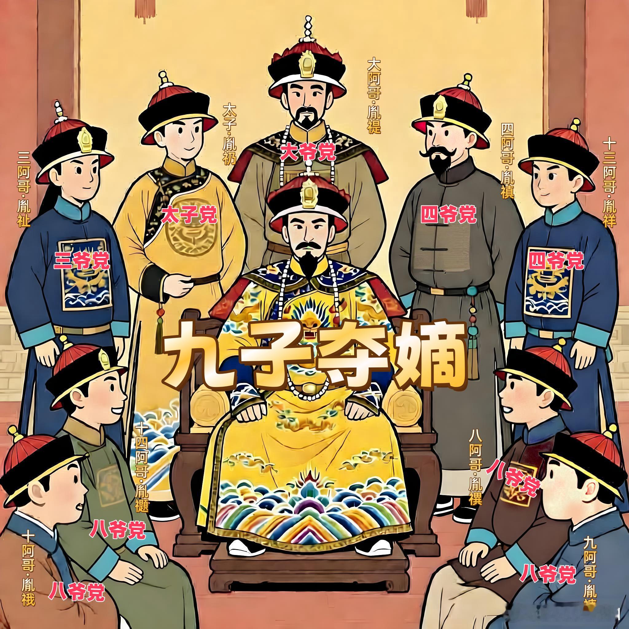 清朝九子夺嫡都是哪九个人参与的？九子夺嫡是康熙晚年九位皇子争夺皇位的激烈斗争，最