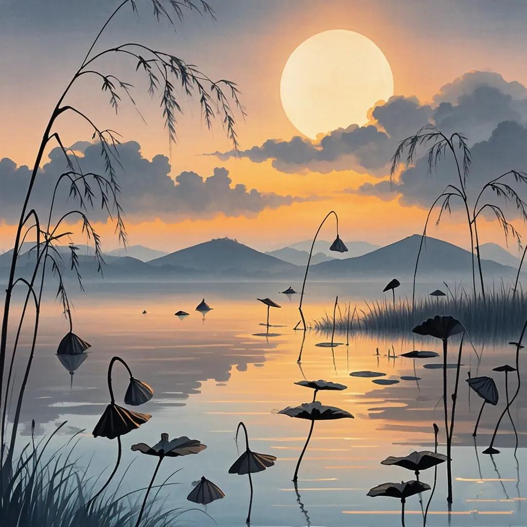 《秋塘赋》
 
秋之盛景，尽揽于塘。露华凝重，塘静幽长。寒烟袅袅，倦鸟归翔。此秋