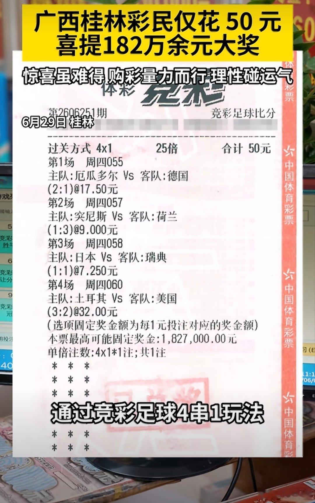 50元竞猜世界杯中182万没有备选，每一场都猜中精准比分，这位大哥是穿越过来的吧