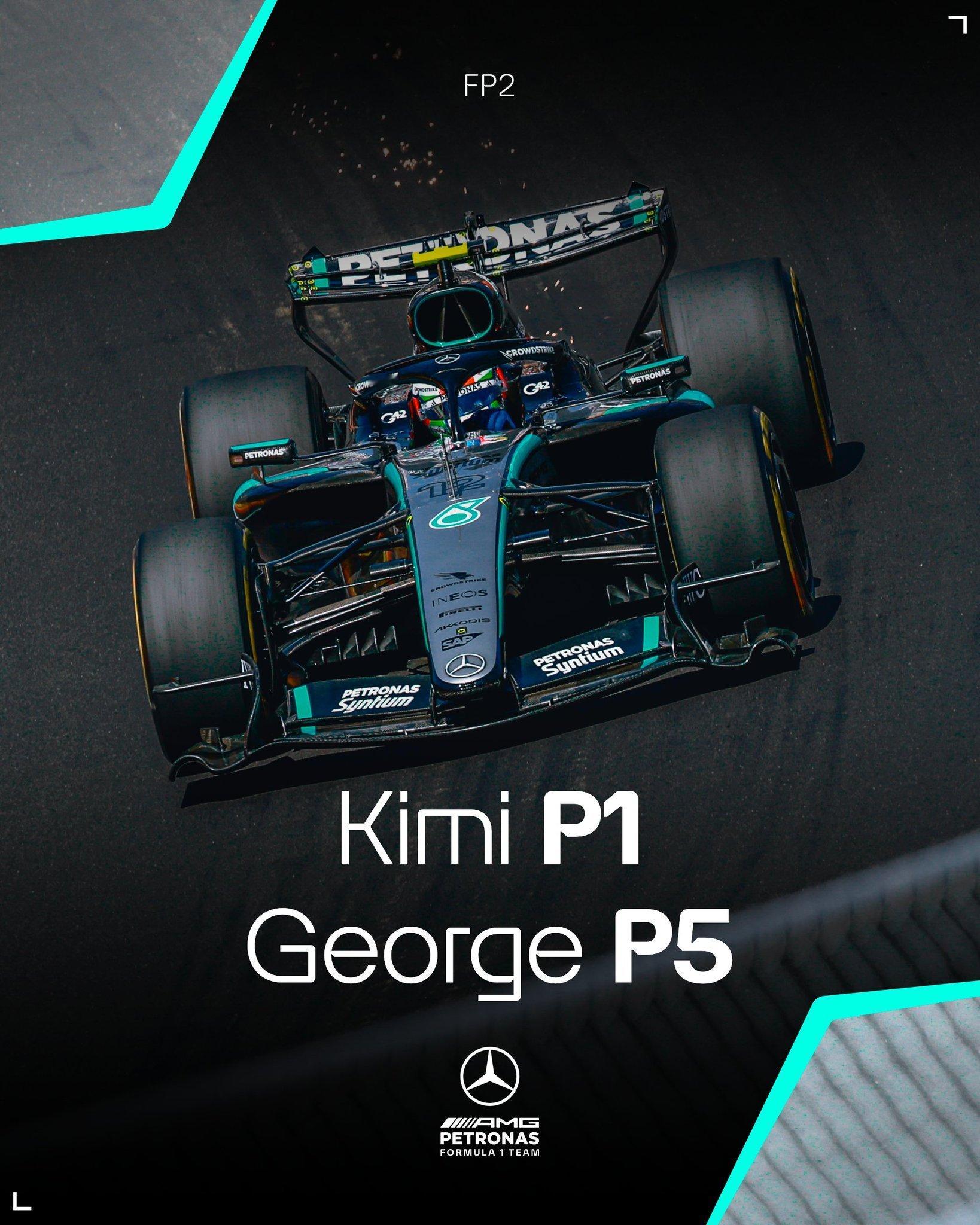 2026赛季F1西班牙🇪🇸大奖赛 FP2结束🔚梅赛德斯车队车手安东内利排在