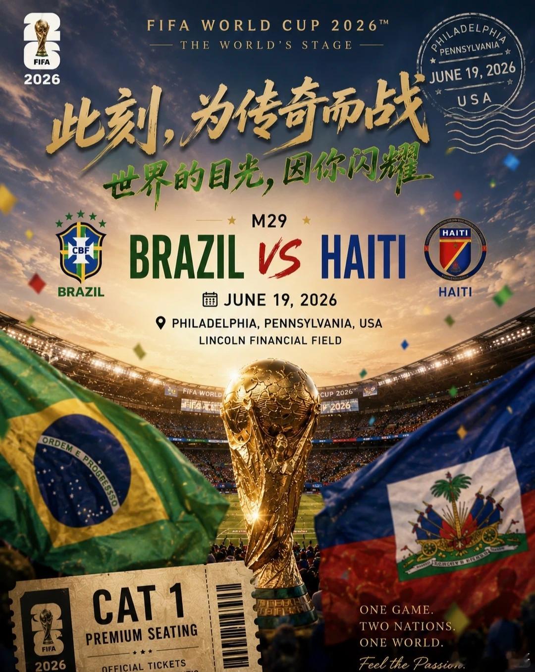 五星巴西强势来袭！⚽️031：世界杯场次：巴西vs海地 开球：巴西🇧🇷方向：