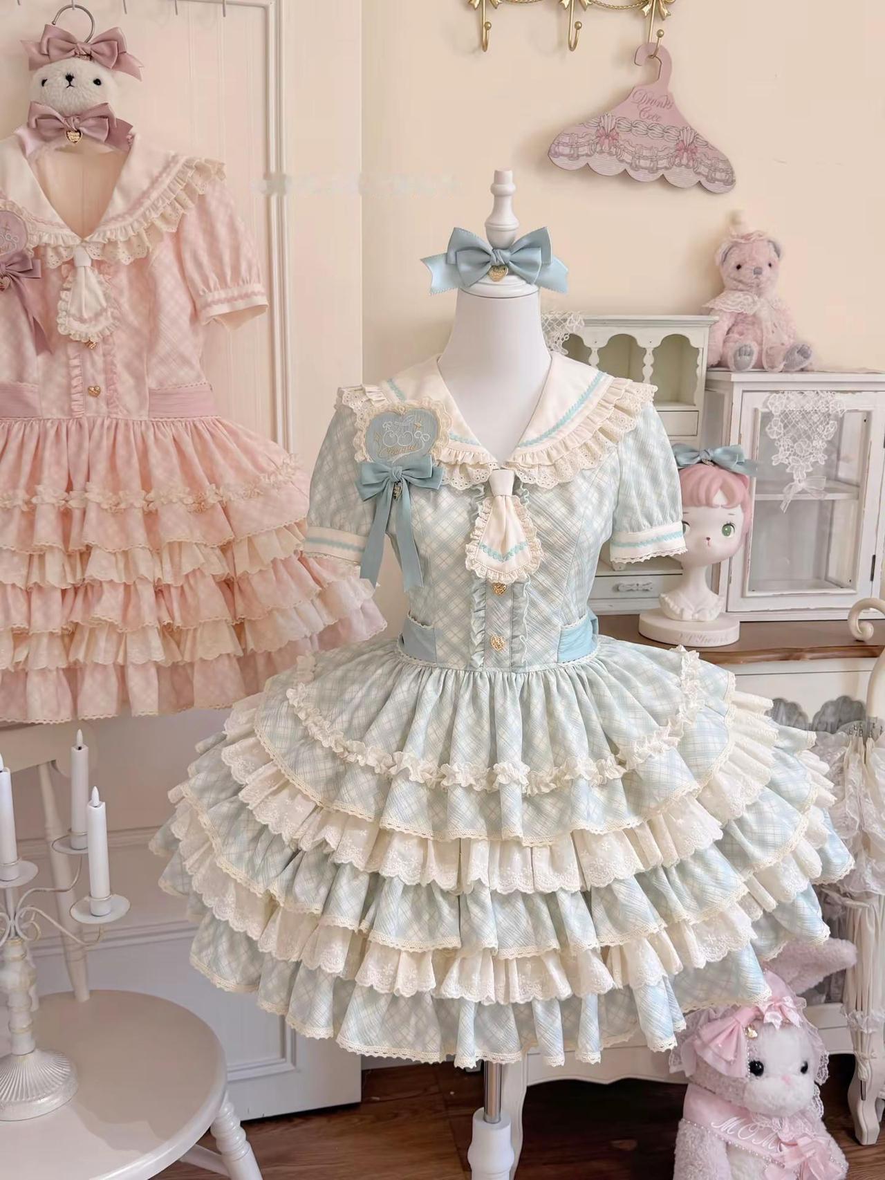 小糖霜op细节图来啦～lolita安利 海军风Lolita lo裙细节 小糖霜