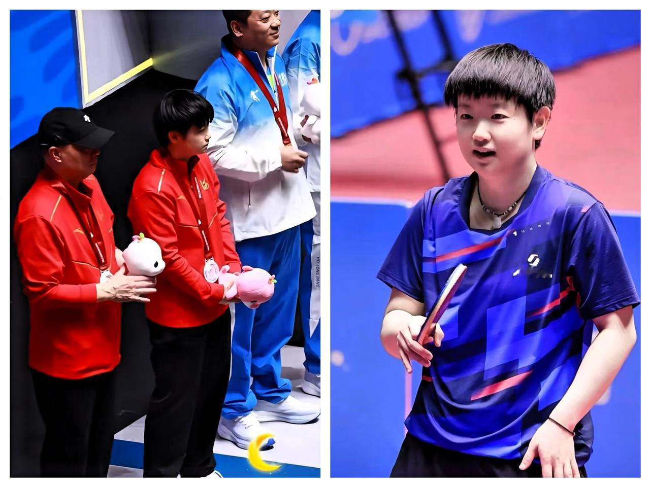 莎莎打完比赛后
看到这一幕
是真的忍不住要哭了，感觉她和教练是一样的难过、遗憾。