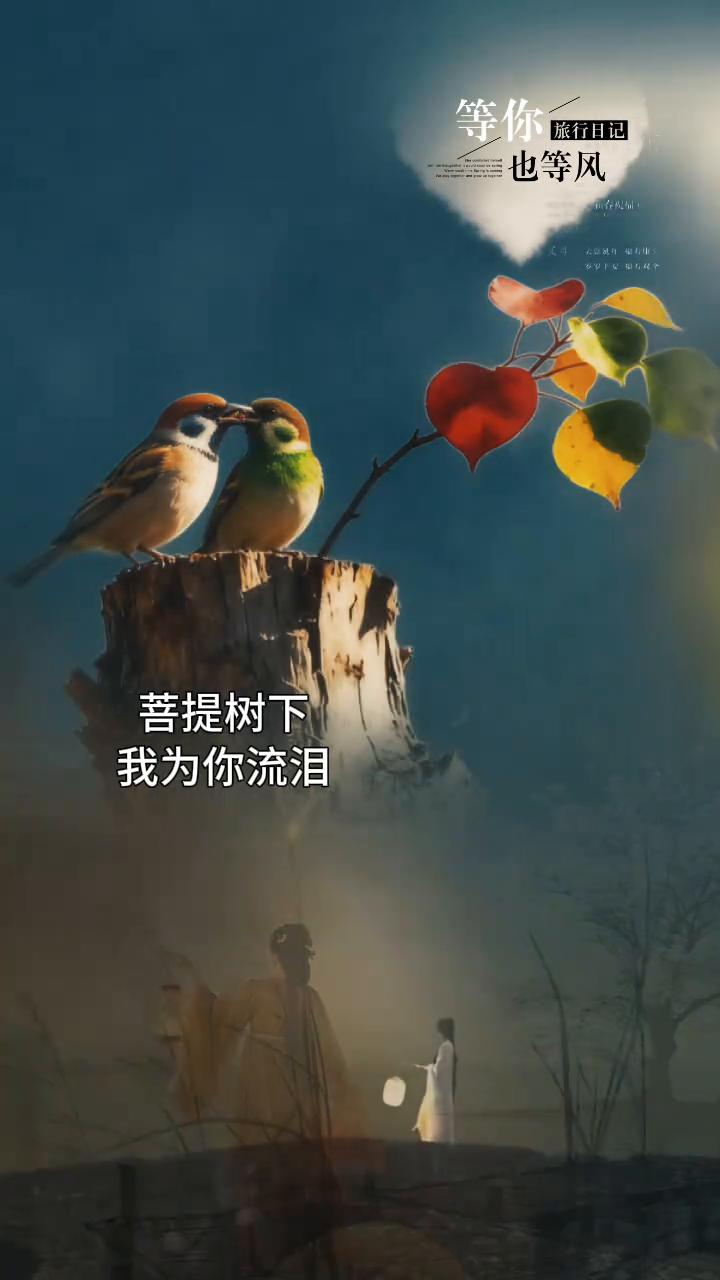 菩提树下我为你流泪，求佛赐我一杯忘情水，恨苍天不懂人憔悴，一片真情错付了谁。