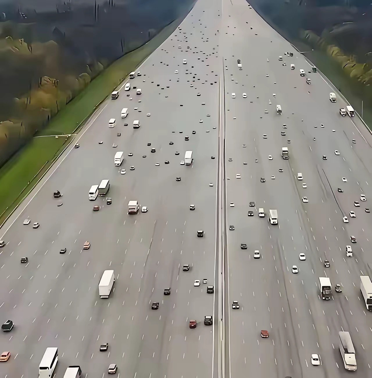 高速路修成这样，总不至于还堵车吧！ 