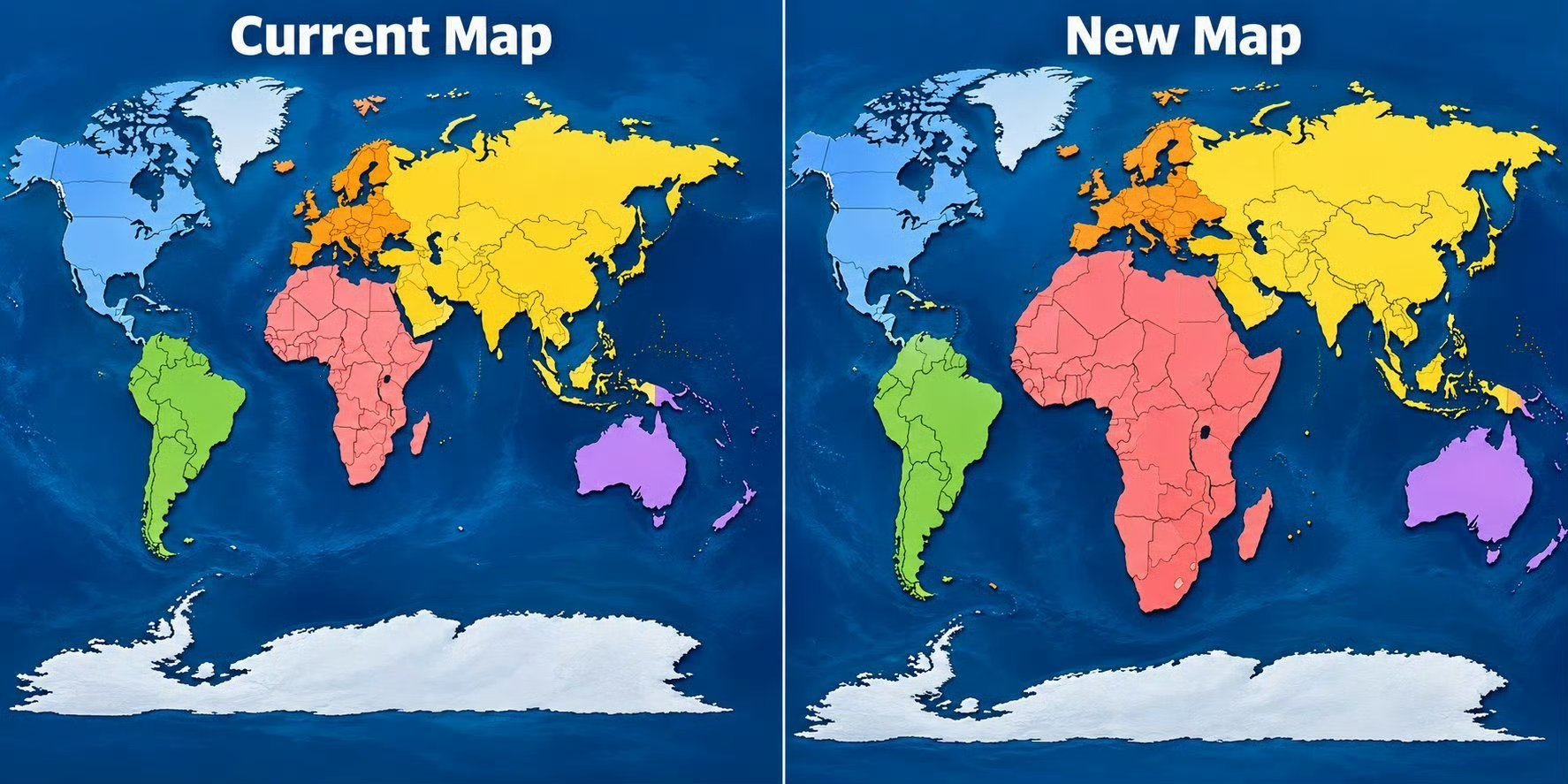 联合国发布了新版世界地图怎么感觉非洲变大了，南极洲变小了？ ​​​