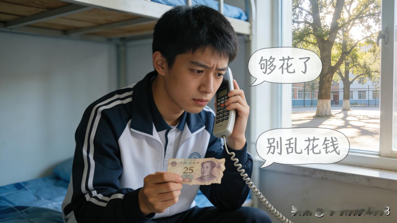 住校生小林攥着皱巴巴的 25 元生活费，在电话里轻声问妈妈能否加 10 元买辅导