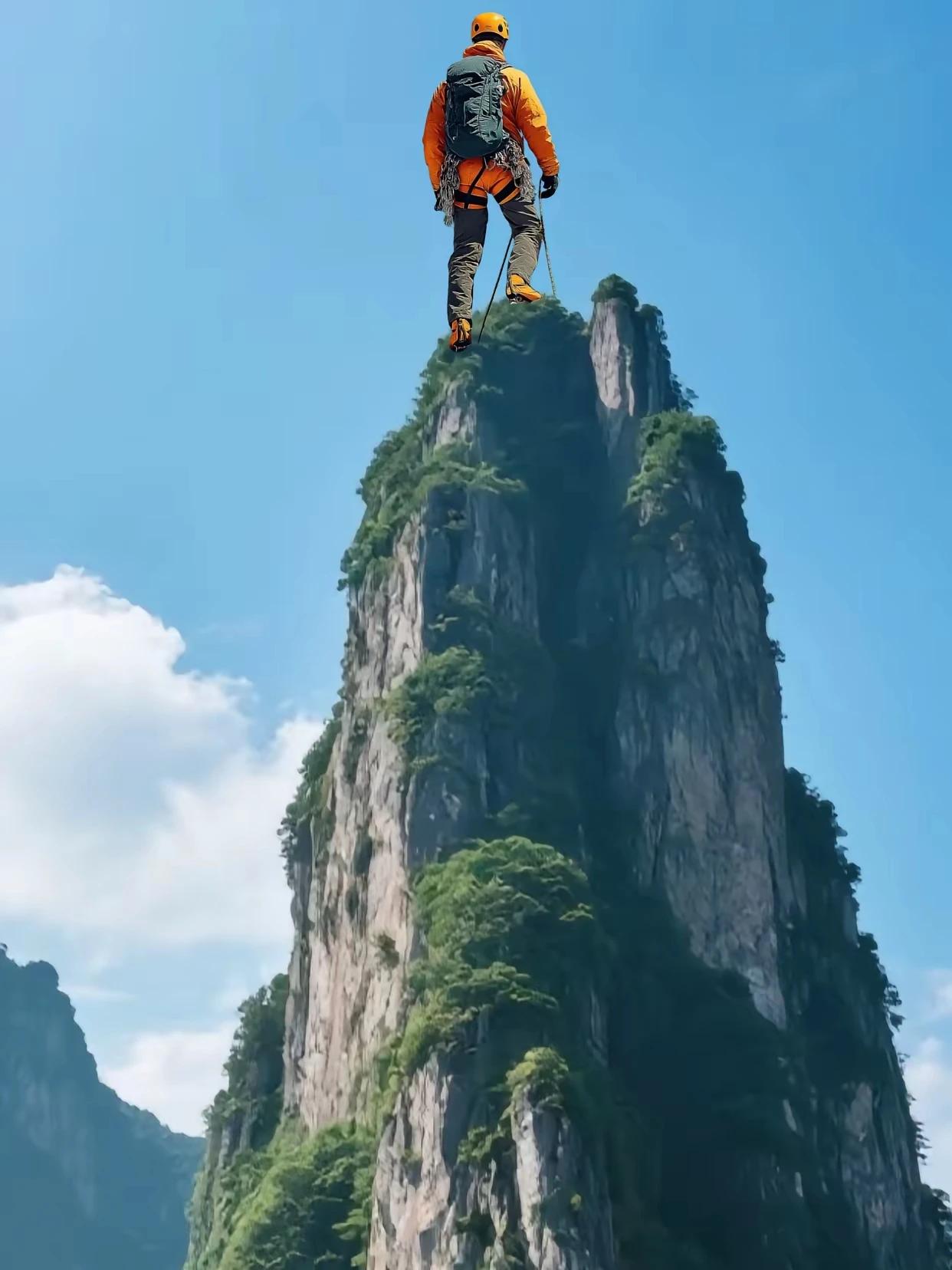 上联：峰危路险登山谷
下联：攀到绝顶人为峰