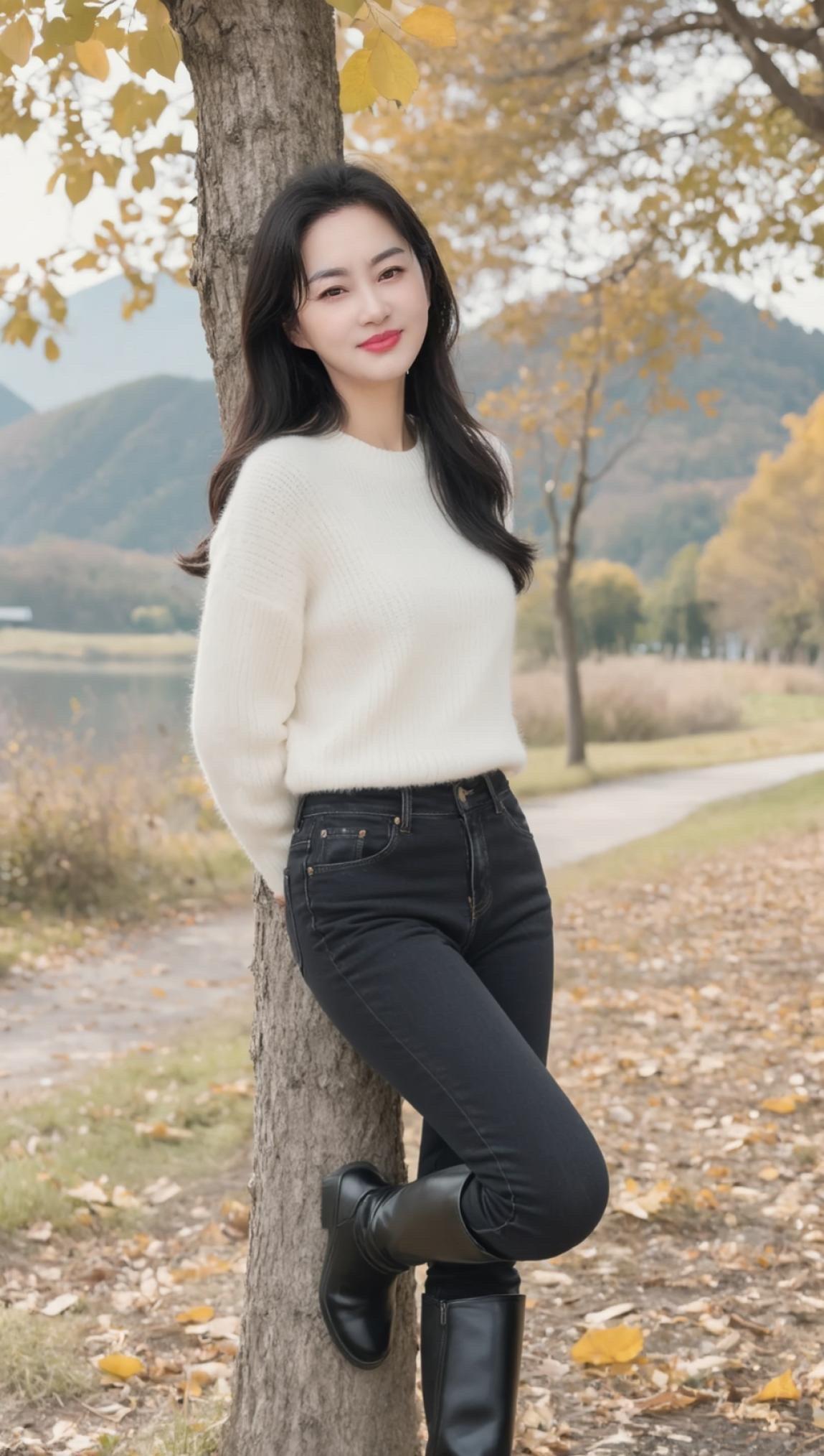 简约秋景写真  穿搭  可甜可酷可温柔不一样的我