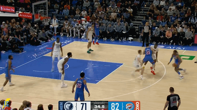 太像韦德了！

今天雷霆队坐镇主场迎战灰熊队的比赛，第三节最后35秒，杰伦-威廉