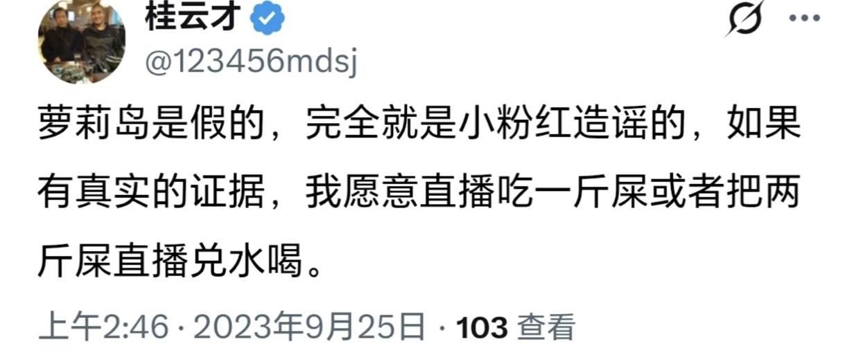 在美国的润人发文表示：美国爱泼斯坦萝莉岛是假的，完全就是小粉红造谣的，如果是真的