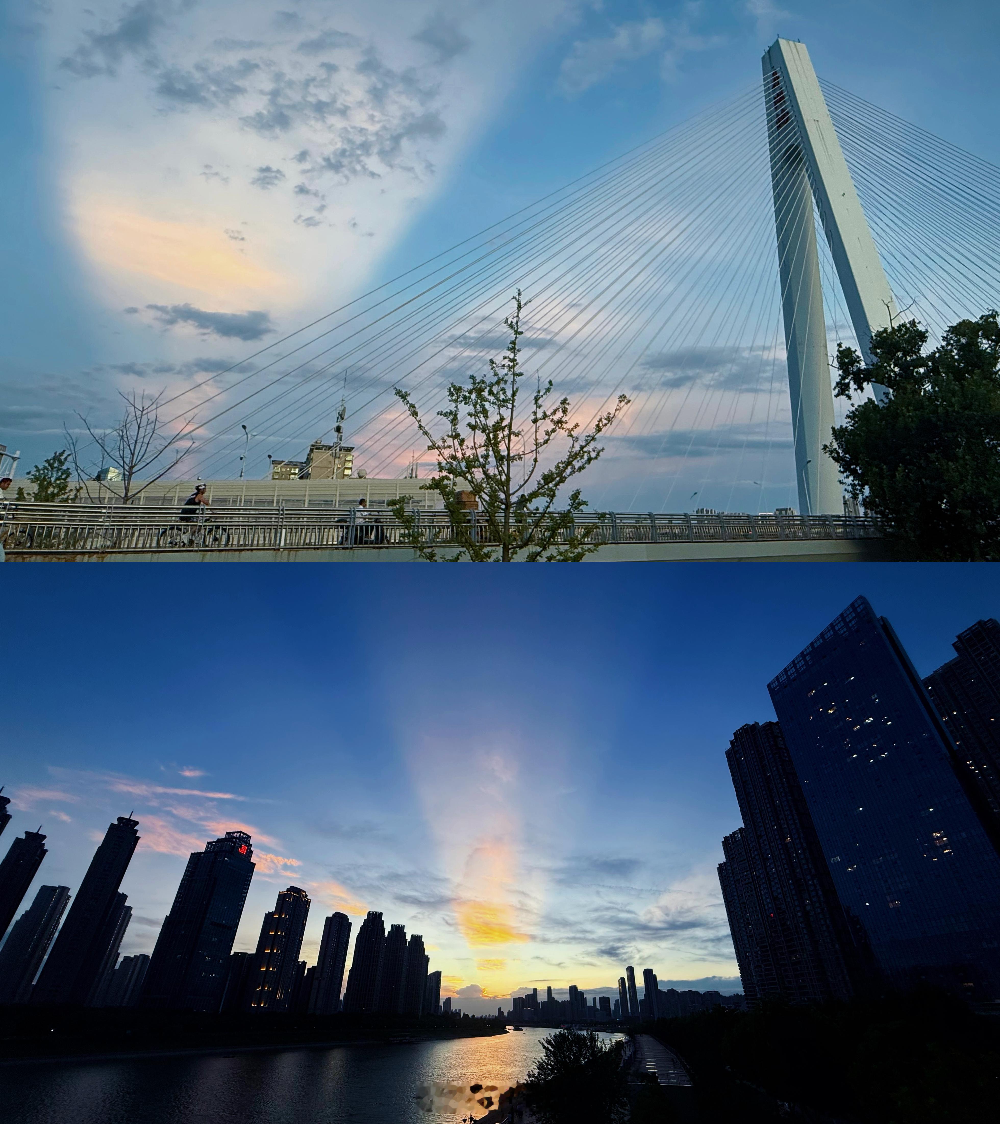 哦嚯今天的晚霞太好看了 像一个手电筒🔦 ​​​