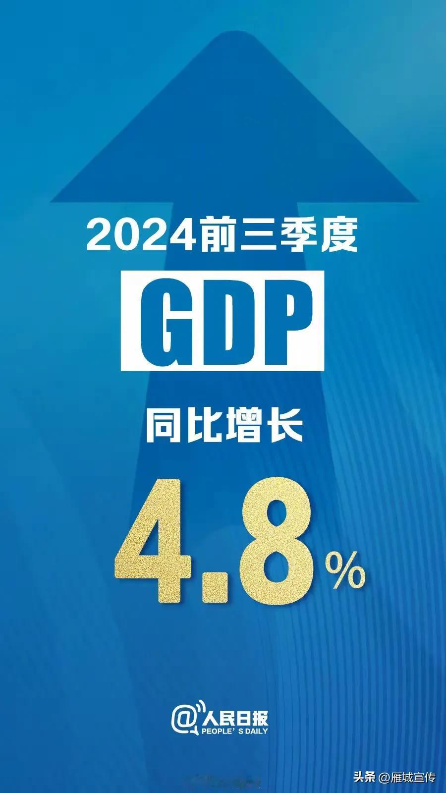  全国前3季度gdp增速4.8%，一季度GDP同比增长5.3%，二季度增长4.7
