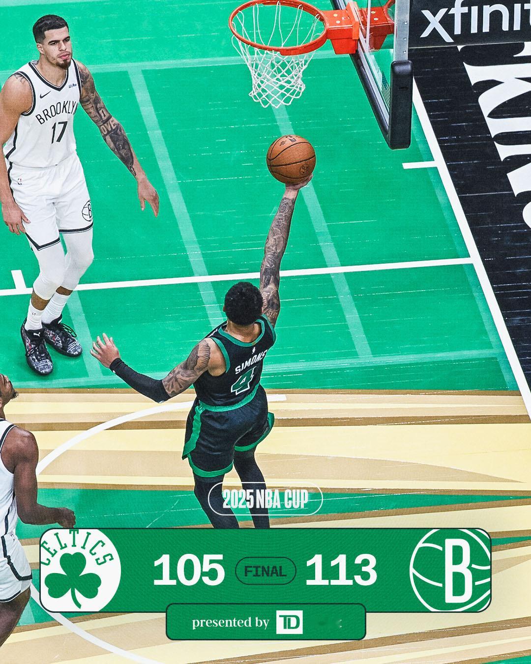 最终全场不敌篮网…… 全场数据：布朗26分8篮板，西蒙斯23分4助攻，奎塔16分