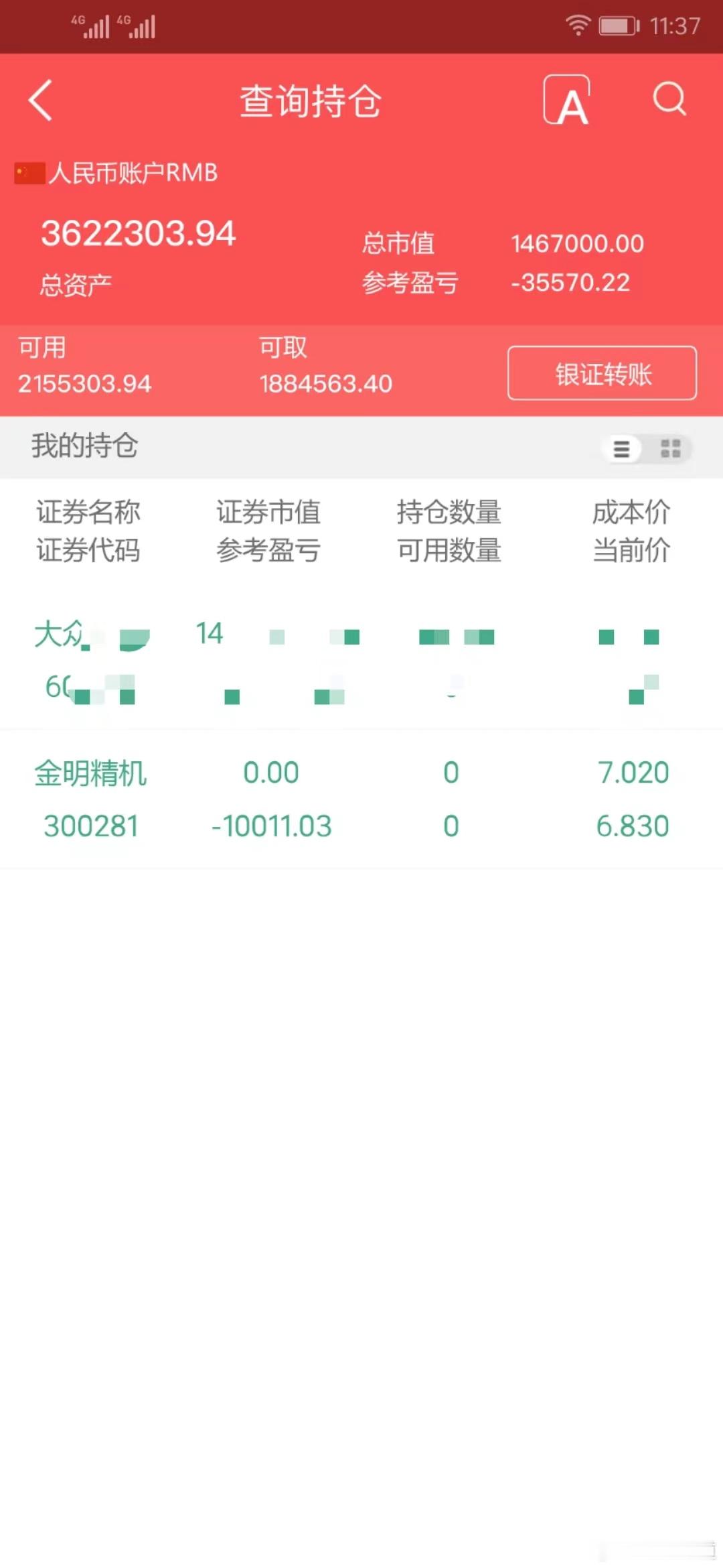 实盘擒龙；7月31日下午，3622303.94本金；46.7万，目前账户362.