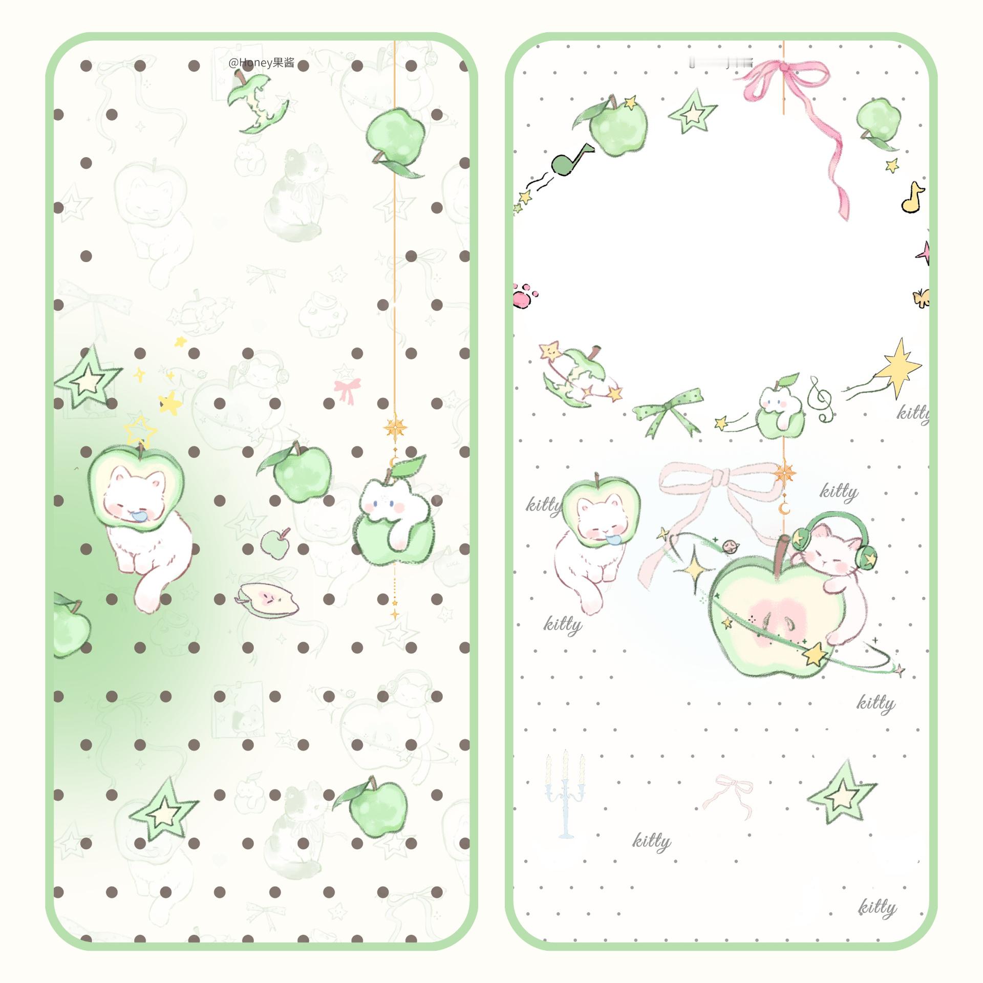 🐈青苹果小猫咪🍏好运风铃壁纸🎀 ​​​