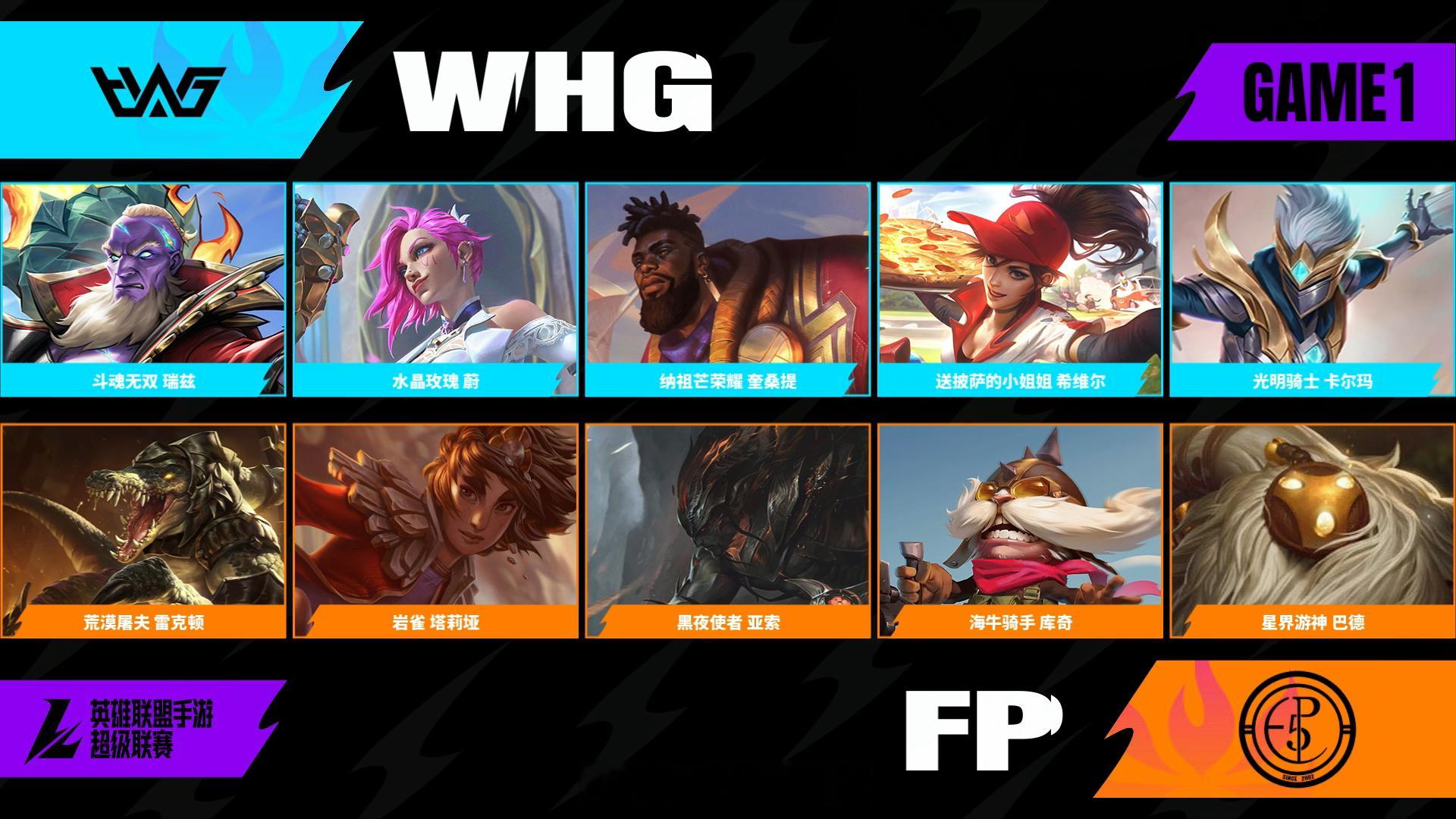 WHG对阵FP第一场BP2026WRL夏季赛英雄联盟手游赛事英雄联盟手游超级联赛