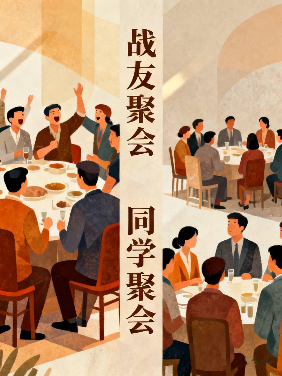 我们也曾举办过战友聚会、同学聚会。在战友聚会上，战友情最为纯粹真挚，大家不分地位