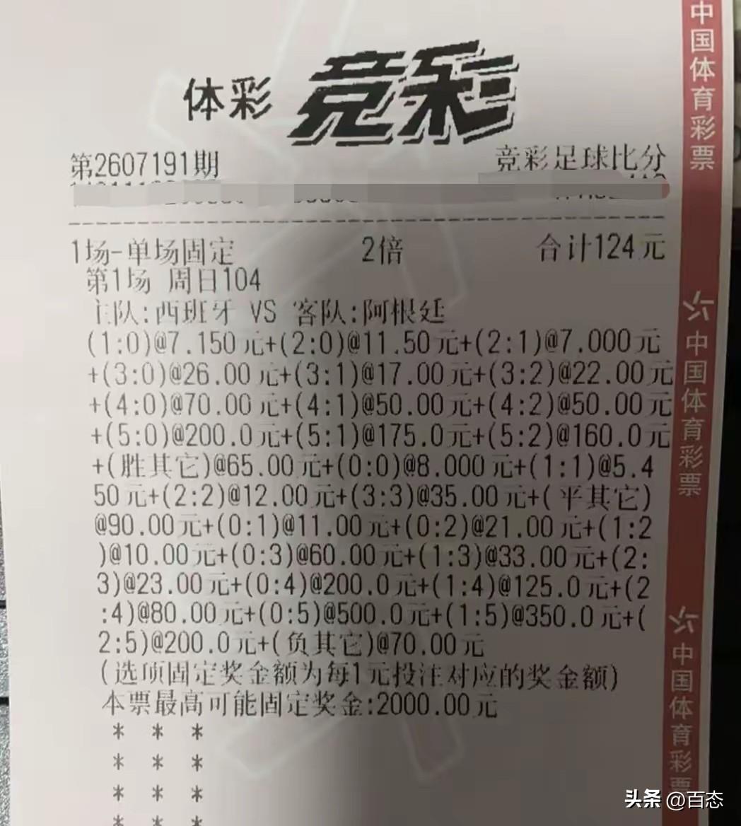 不敢相信居然有人这样买足彩，竞彩足球猜比分，世界杯西班牙对阵阿根廷决赛最后一场，