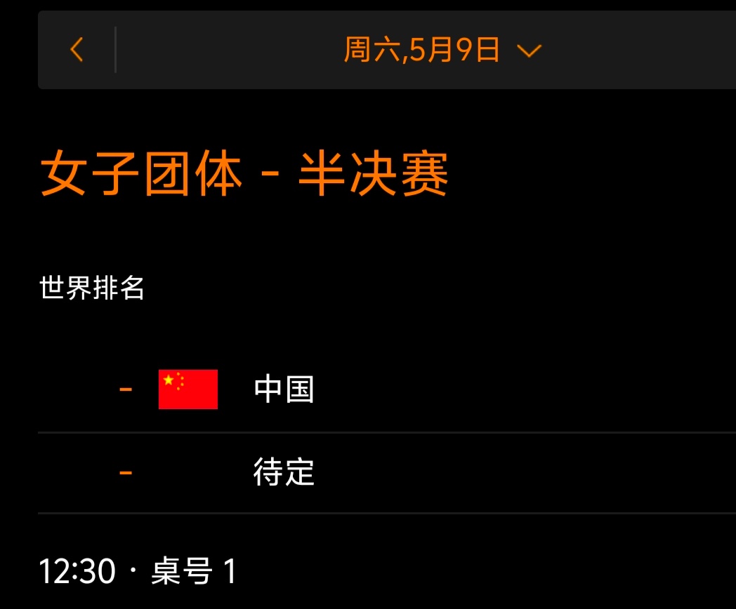 女团半决赛北京时间明天晚上19:30打哈，对手是🇫🇷或者🇷🇴 